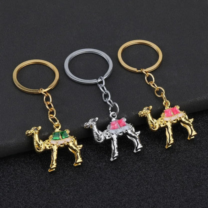 Originality 3D Three-dimensional Keychain Metal Desert Backpack Personalization Keyring Badge Pendant Camel Key Chain Ring Gif
