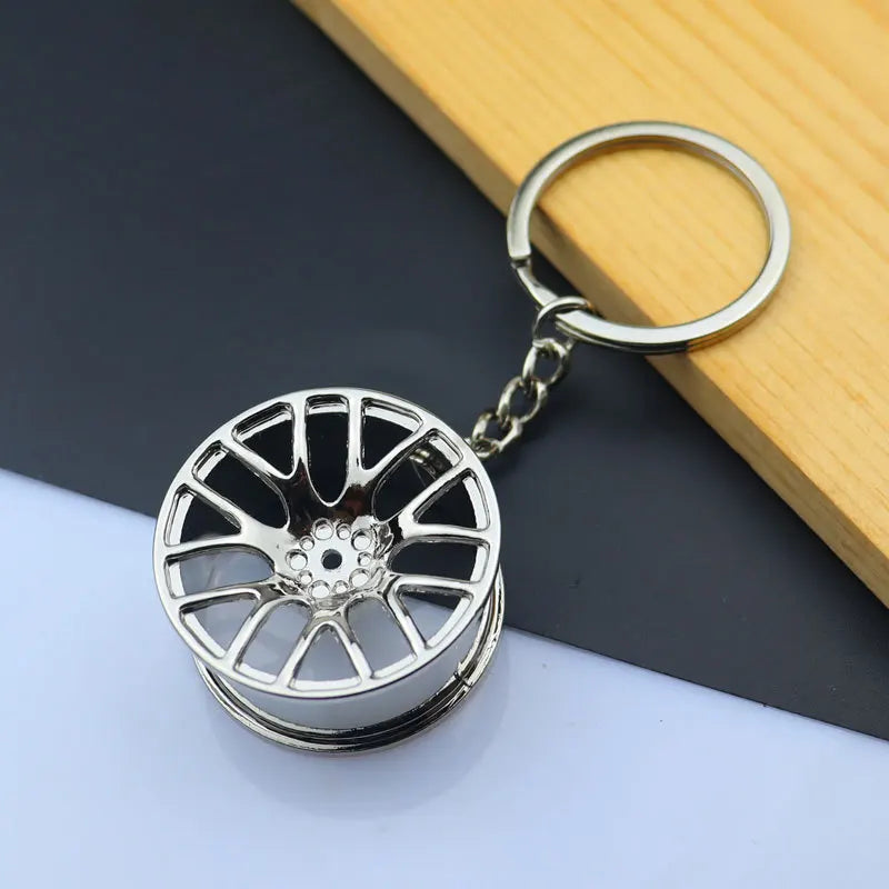 Creative Metal Mini Auto Parts Car Wheel Keychain Auto Enthusiast Keyring Accessories Key Ring Chain for Men Woman Lover Gift