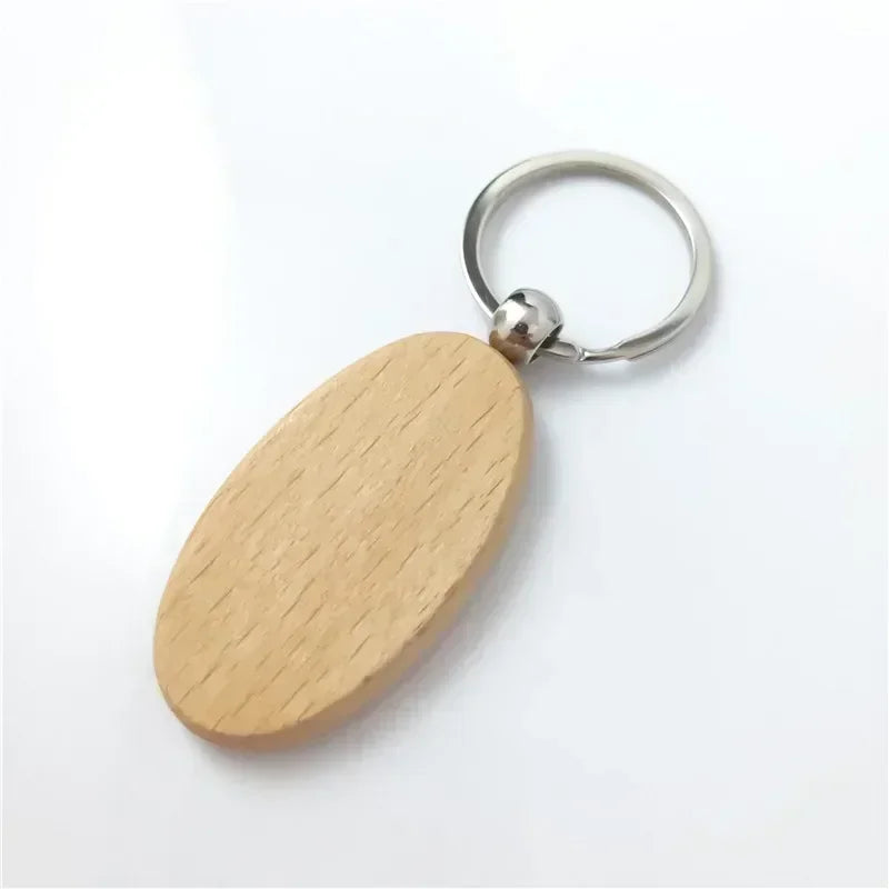 Custom Logo Name Laser Engraved Wooden Car Moto Keychain Personalized Keyring Retro Round Rectangular Pendant Cute Gift