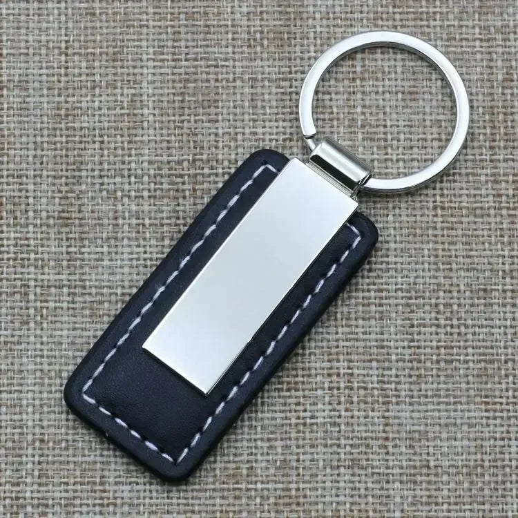 Metal Stainless Steel Leather Car Moto Keychain Men and Women Keyring Custom Laser Engraving Name Logo Key Chain Ring Gift