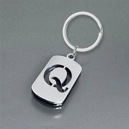 Popular A-Z Square Brand Stainless Steel Keychain 26 Letter Keyring Pendant Key Ring Buckle Chains for Car Motorcyle Gift