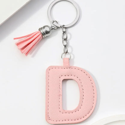 Popular A-Z Color Tassels Keychain 26 Letter Keyring Backpack Pendant Key Ring Buckle Chains for Car Moto Gift