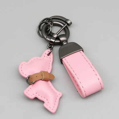 Custom Name Metal Leather Dog Keychain Pendant Moto Car Keyring Laser Engrave Text Cartoon Key Ring Chain Gift