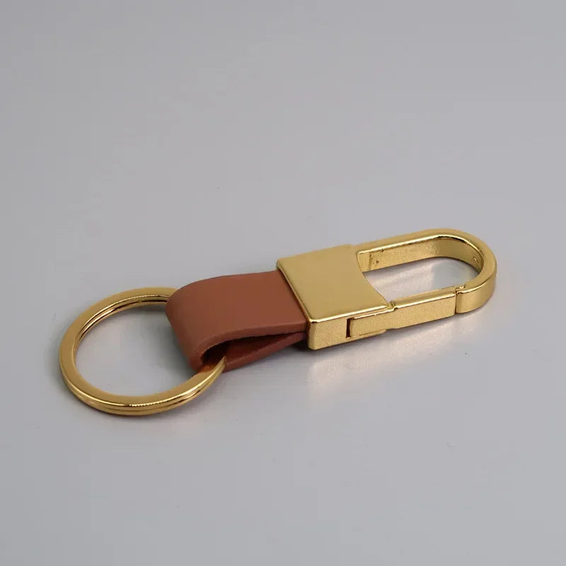 Custom Logo Name Simplicity Matte Finish Metal Leather Keychain with Laser Engraved Keyring Key Ring Chains  Creative for Gif