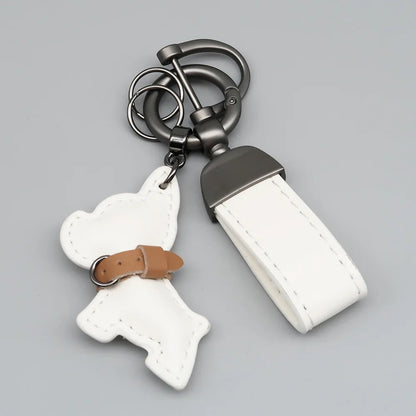 Custom Name Metal Leather Dog Keychain Pendant Moto Car Keyring Laser Engrave Text Cartoon Key Ring Chain Gift