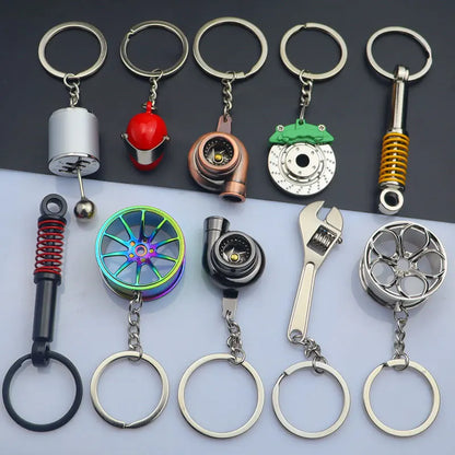 Creative Metal Mini Auto Parts Car Wheel Keychain Auto Enthusiast Keyring Accessories Key Ring Chain for Men Woman Lover Gift