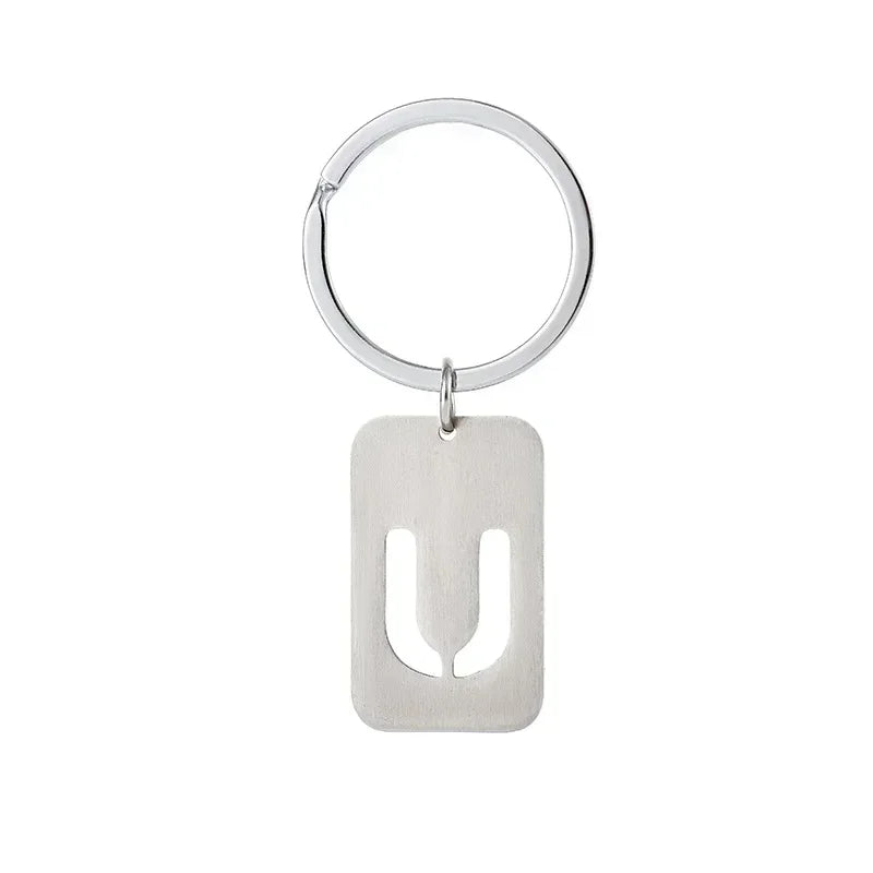 New Creative Hollowed Out 26 Letter Keychain Brushed Military Brand Pendants  Key Ring Buckle Chains Car Motorcyler Keyring Gift