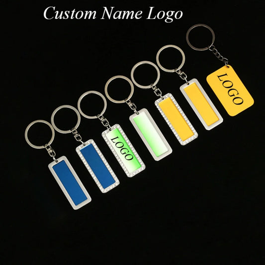 Creative Keychain Custom Logo Name Laser Engraving Metal Pendant Car Moto Key Chain Ring Characters Keyring Gift