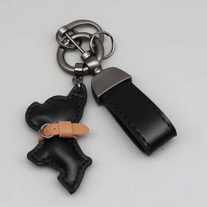 Custom Name Metal Leather Dog Keychain Pendant Moto Car Keyring Laser Engrave Text Cartoon Key Ring Chain Gift