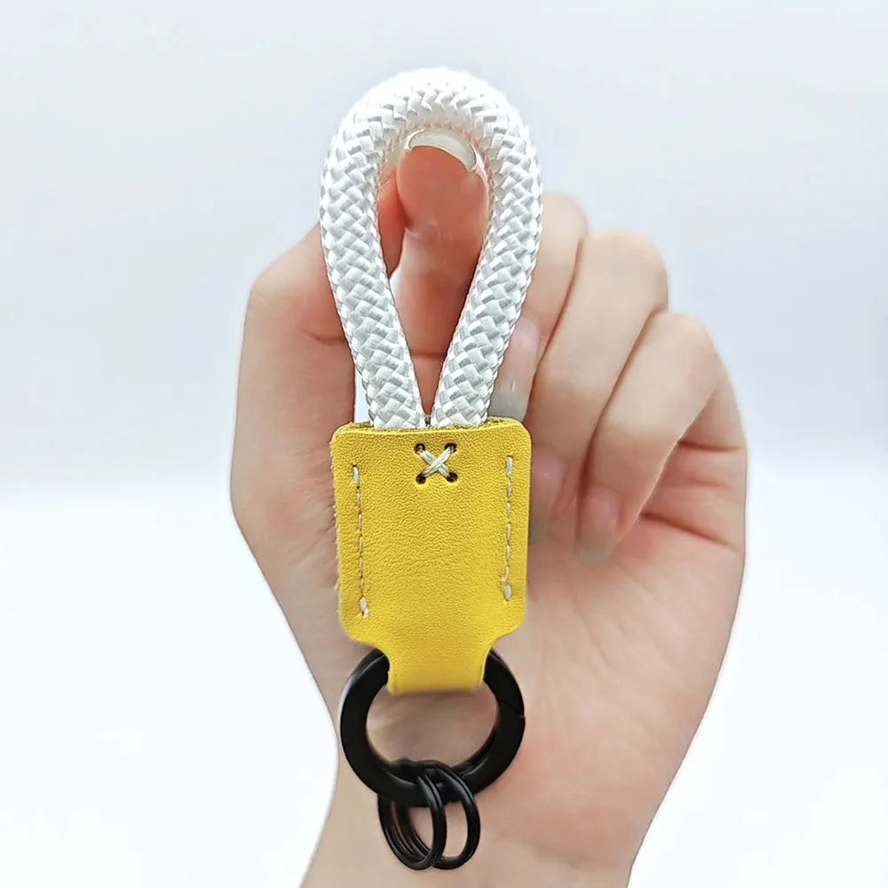 New Leather Braid Rope Keychain Personalized Custom Name Engrave Keyring Anti-lost with Handmade Car Pendant Key Chain Ring Gift