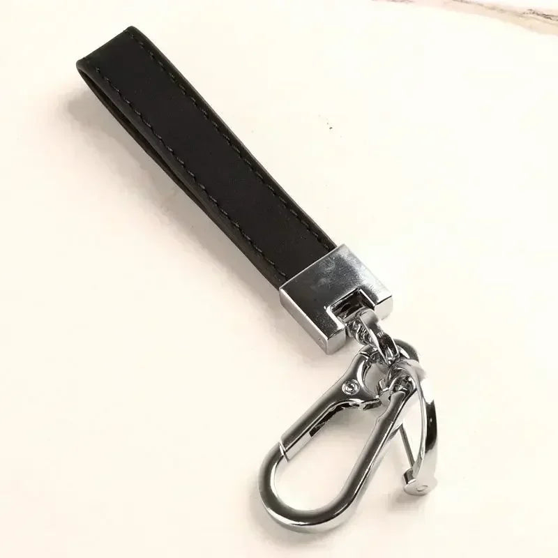 Custom LOGO Name Genuine Leather Portable Car Keychain Creative and Simple Key Chains High-end Elite Keyring Small Pendant Gift
