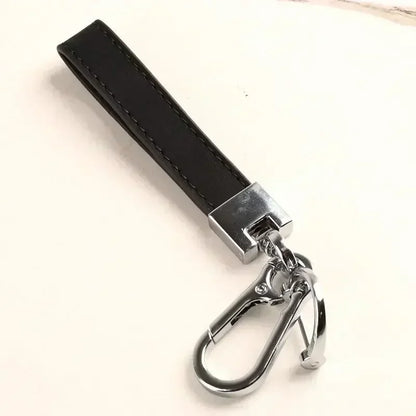 Custom LOGO Name Genuine Leather Portable Car Keychain Creative and Simple Key Chains High-end Elite Keyring Small Pendant Gift