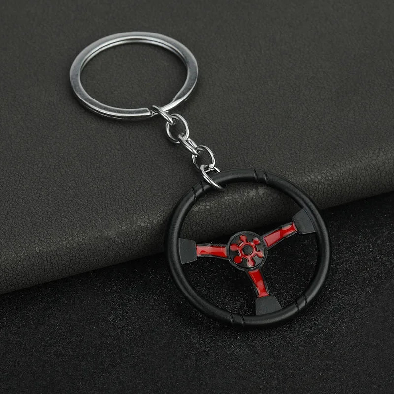 Creative Car Enthusiast Mini Metal Cute Keychain Auto Steering Wheel Pendant Key Ring Accessories Personalized Keyring Gift