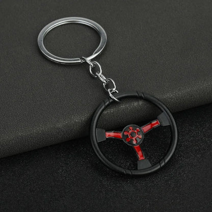 Creative Car Enthusiast Mini Metal Cute Keychain Auto Steering Wheel Pendant Key Ring Accessories Personalized Keyring Gift