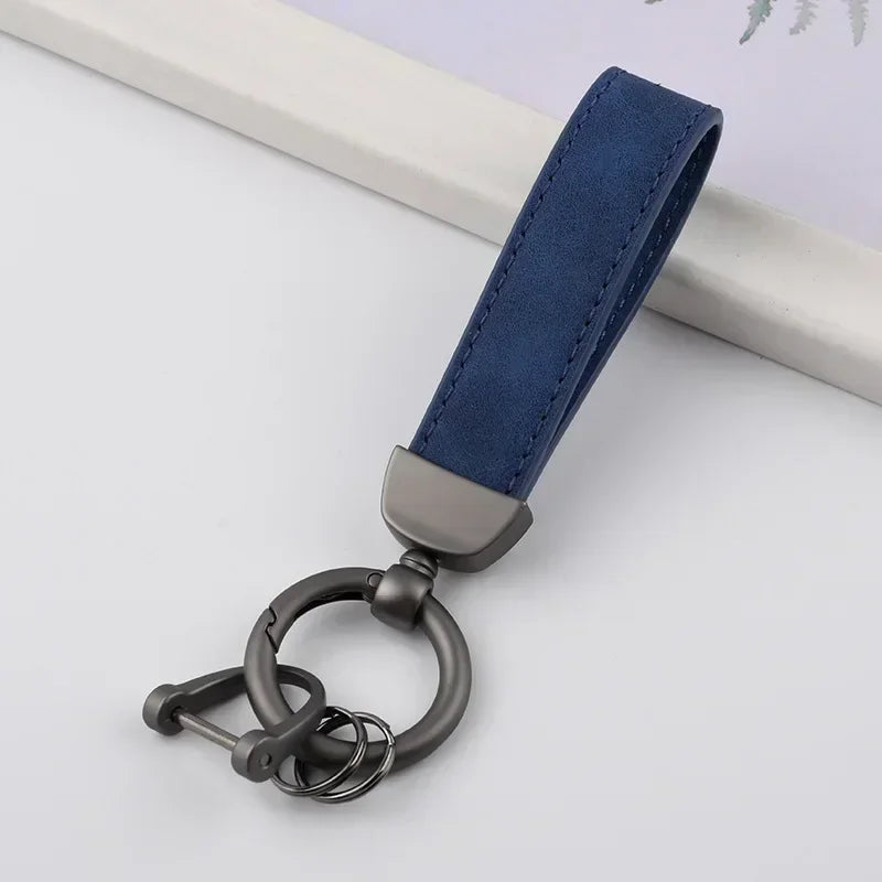 Custom Logo Name Solid Color Keychain Leather Car Business Metal Keyring Head Multi-color Optional Key Buckle Ring Chain Gift