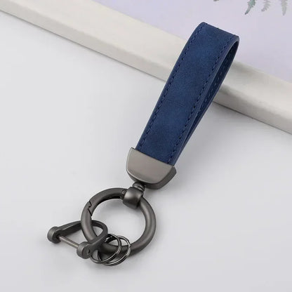 Custom Logo Name Solid Color Keychain Leather Car Business Metal Keyring Head Multi-color Optional Key Buckle Ring Chain Gift