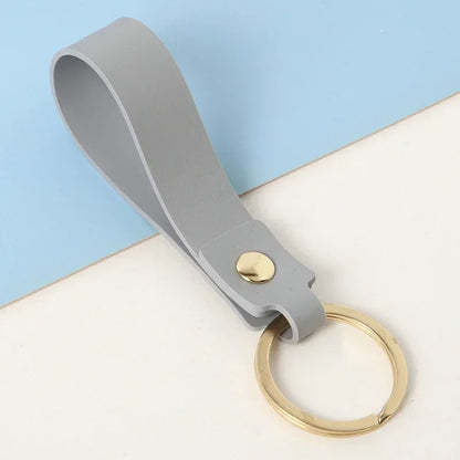 Fashion Personality PU Keychain Metal Cowhide Custom Name Keyring Motorcycle Car Hanging Rope DIY Manual Key Ring Chain Gift