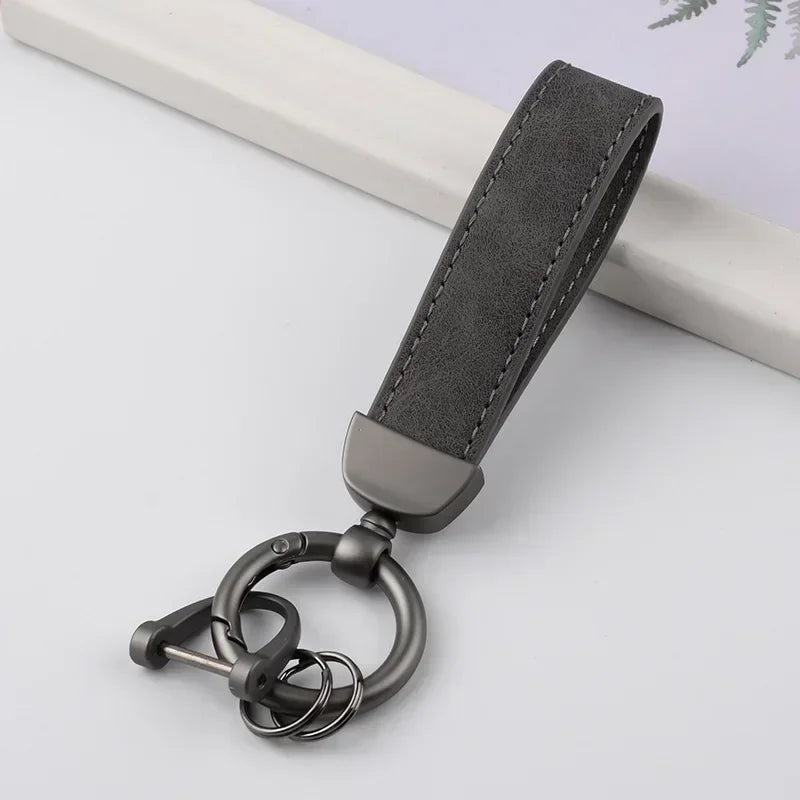 Custom Logo Name Solid Color Keychain Leather Car Business Metal Keyring Head Multi-color Optional Key Buckle Ring Chain Gift