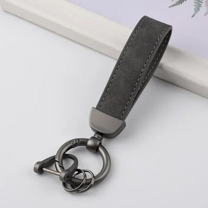 Custom Logo Name Solid Color Keychain Leather Car Business Metal Keyring Head Multi-color Optional Key Buckle Ring Chain Gift