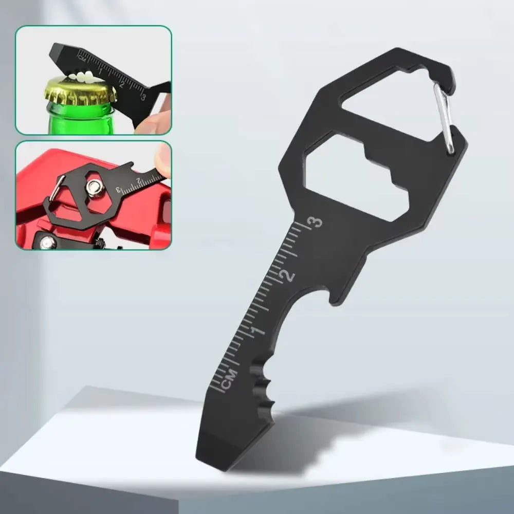 Multi-use Stainless Keychain 6 in 1 Tool Keyring Bottle Opener Wrench Screwdriver Measuring Ruler Key Chain Ring Multitool Gift