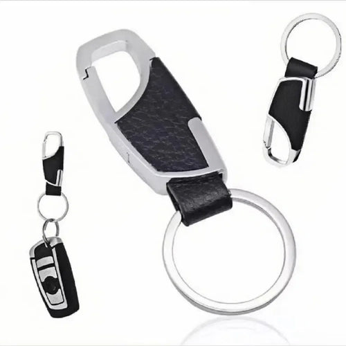 1/4PCS Personalized Leather Splicing Waist Hanging Car Keychain Metal Key Ring Chain Motorcycle Keyring Accessories for Man Gift