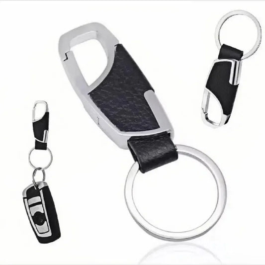 1/4PCS Personalized Leather Splicing Waist Hanging Car Keychain Metal Key Ring Chain Motorcycle Keyring Accessories for Man Gift